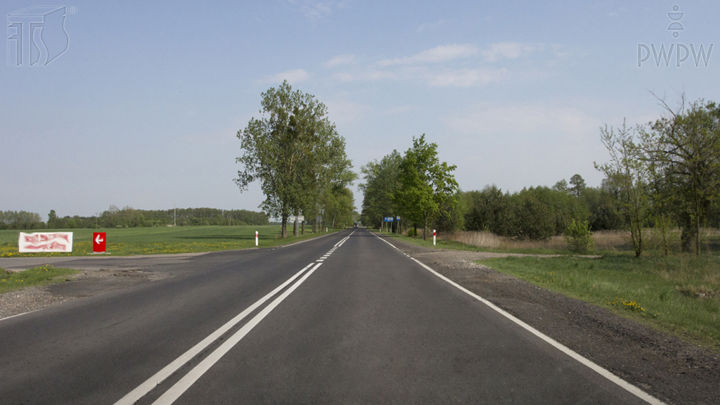 Material zur Frage: Darf man von der so markierten Fahrbahn auf den Parkplatz abbiegen, der auf der linken Seite zu sehen ist?