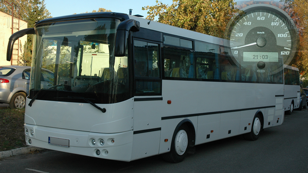 Materiał do pytania: Jakiej prędkości nie pozwala przekroczyć homologowany ogranicznik prędkości, w który jest wyposażony autobus?